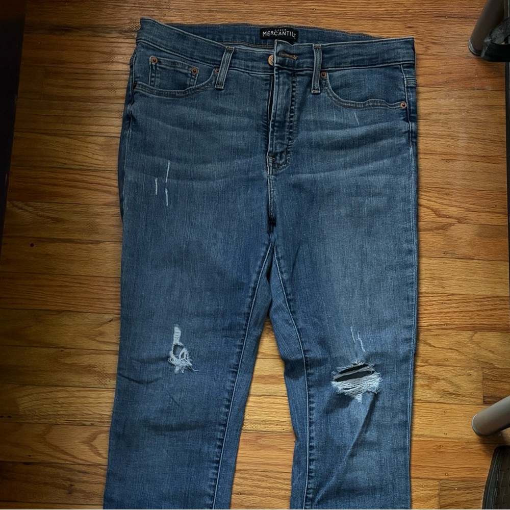 J. Crew Factory Blue Skinny Jeans Distressed